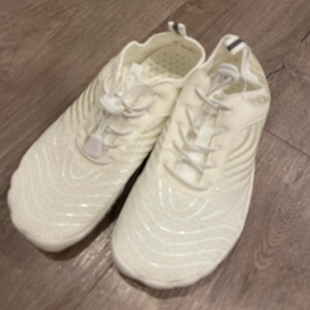 White Athletic Pull on Shoes